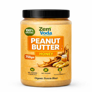 Zem Voda 100% Organic Peanut Butter with Honey – No Sugar, No Chemicals (750g)