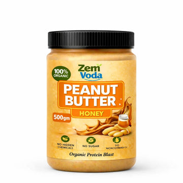 Zem Voda 100% Organic Peanut Butter with Honey – No Sugar, No Chemicals (500g)