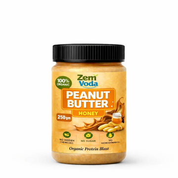 Zem Voda 100% Organic Peanut Butter with Honey – No Sugar, No Chemicals (250g)