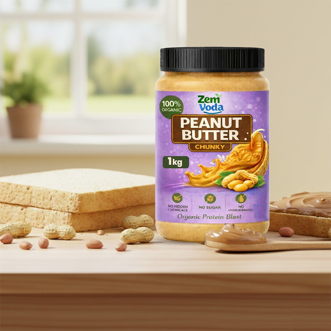 ZemVoda Organic Peanut Butter – Pure & Natural [1kg] | High Protein, Keto-Friendly, Zero Additives