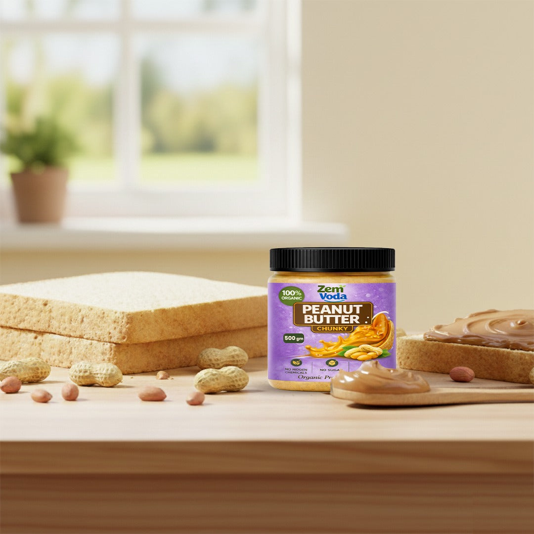 ZemVoda Organic Peanut Butter – Pure & Natural [500g] | High Protein, Keto-Friendly, Zero Additives