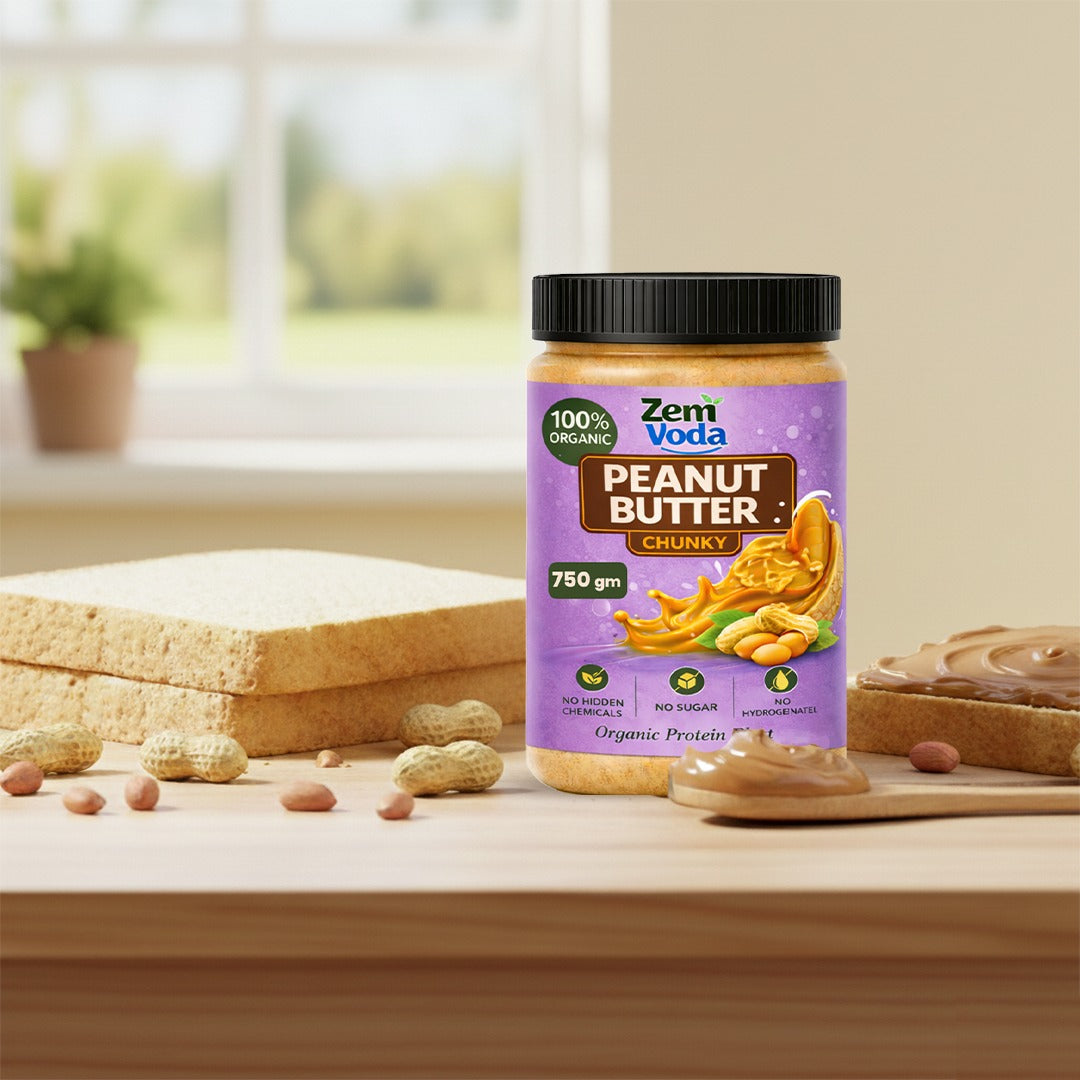 ZemVoda Organic Peanut Butter – Pure & Natural [750g] | High Protein, Keto-Friendly, Zero Additives
