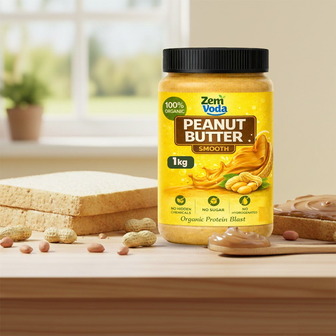 ZemVoda Organic Smooth Peanut Butter - 1kg of Pure Healthy Energy