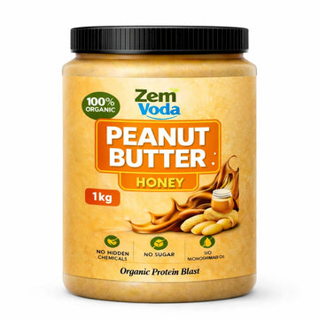 Zem Voda 100% Organic Peanut Butter with Honey – No Sugar, No Chemicals (1kg)